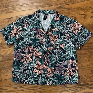 Mountain Hardwear Trail Sender Short-Sleeve Top Dark Zinc Floral Print M EUC